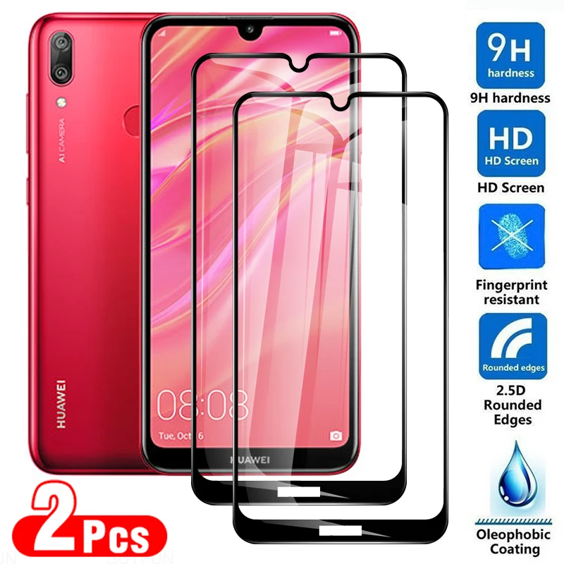 

2 Pcs Full Screen Protector For Huawei Y7 Prime 2019 Tempered Glass On The Y7 Pro 2019 Y 7 Y7pro Y7prime 2019 9H Protective Film