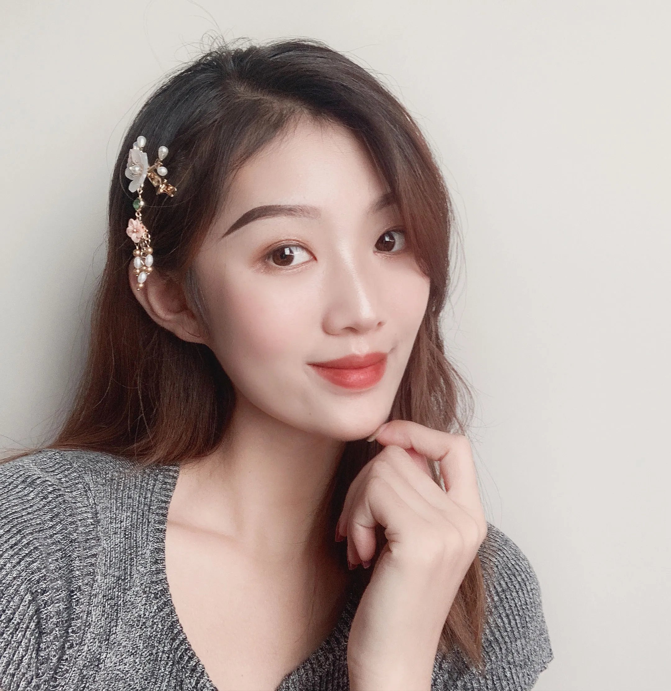 Женская заколка для волос элегантная полимерная в винтажном стиле Бохо с цветами