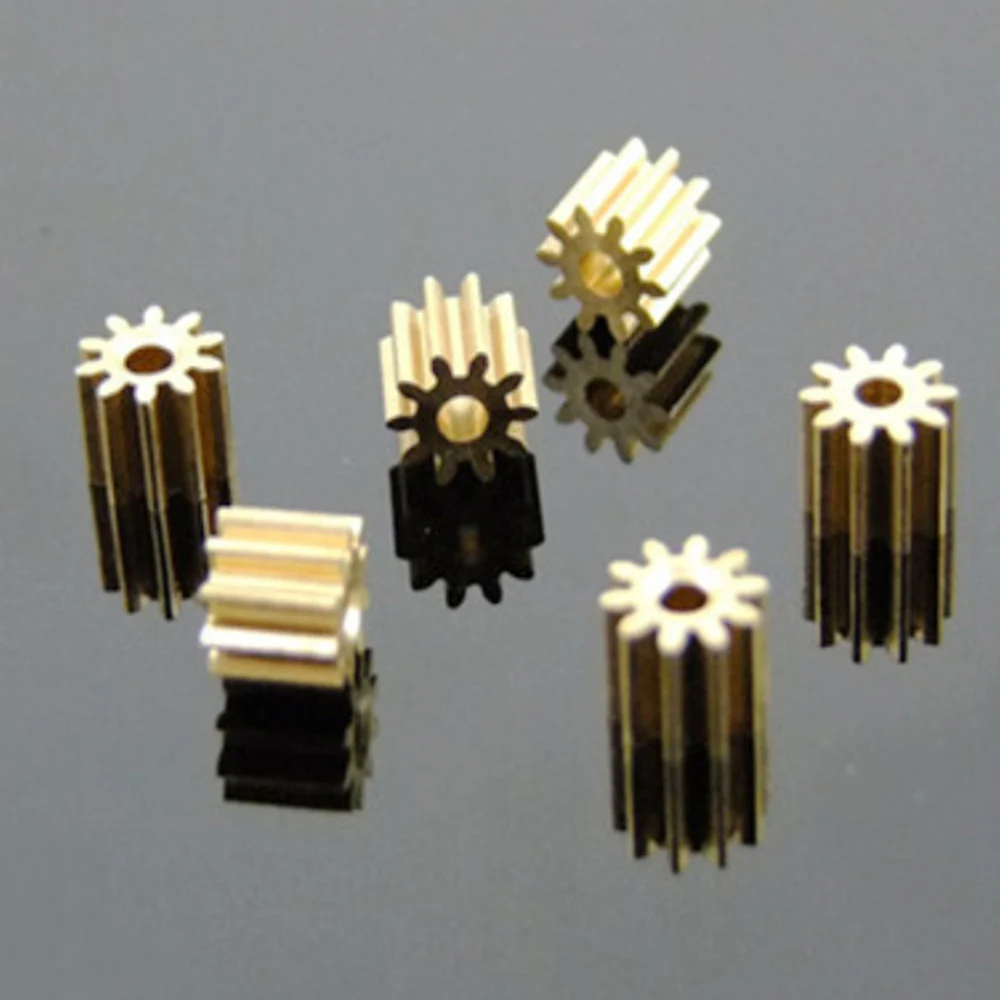 10 шт Мини шпиндель мотора латунная шестерня 9 зубьев 0 4 модуль 91A металлическая