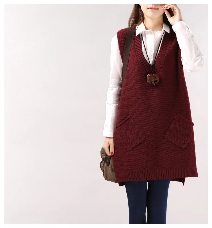 2019 весеннее и осеннее платье новинка Женский вязаный жилет с v-образным вырезом