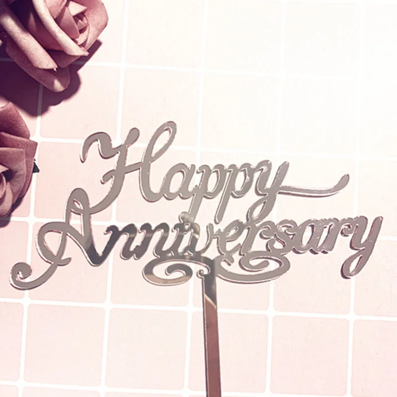 Золотой акриловый Топпер для торта на годовщину золотой зеркальный Фотофон