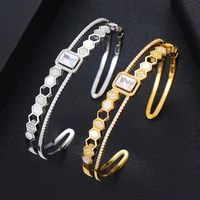 kellybola romantic luxury geometric stackable bangle ring jewelry set for women wedding bridal zirconia party daily jewelry