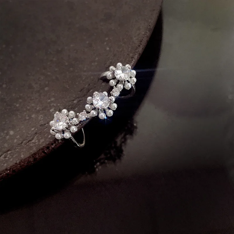 Роскошные серьги-клипсы SRCOI с французским искусственным жемчугом и цветком