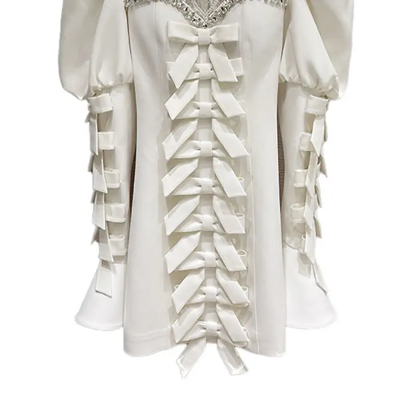 

XITAO Niche Retro Dress Fashion New Women Bow Small Fresh Casual Style Full Sleeve Goddess Fan Casual Style White Dress WLD6242