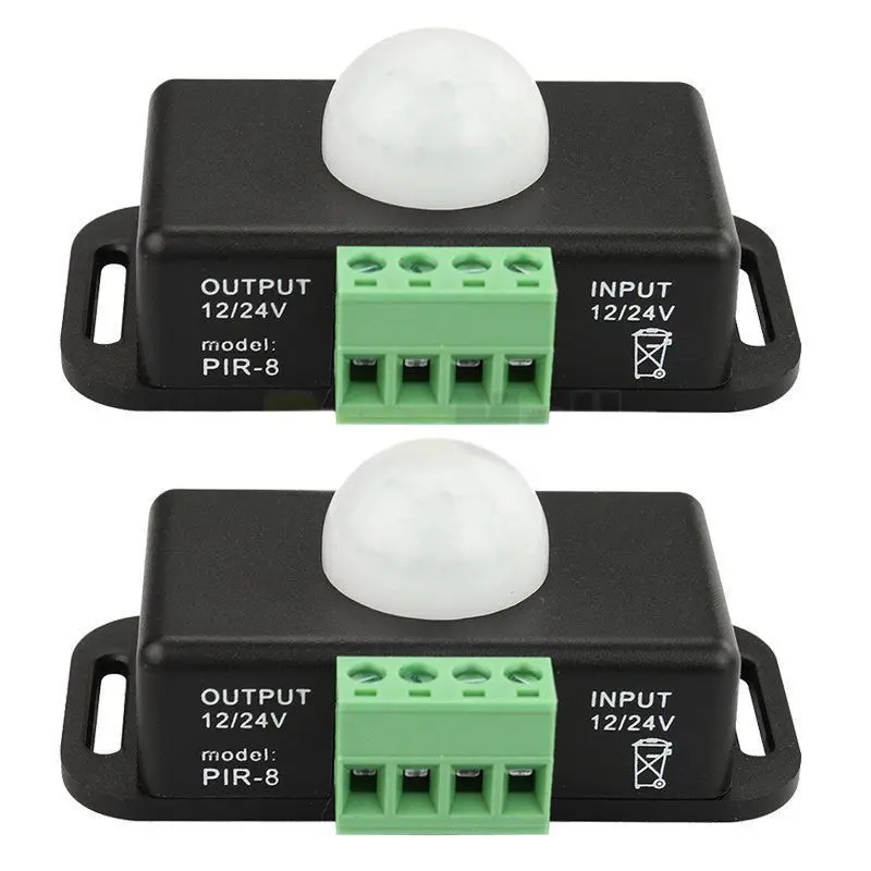 

2 X DC 12V/24V 8A корпус инфракрасный PIR датчик движения переключатель светодиодный светильник полоса автоматический, черный