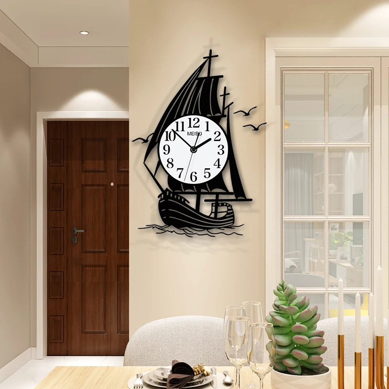

MEISD Acrylic Boat Clocks Modern Quartz Watch Creative Living Room Black Decorative Horloge Home Decor Free Shipping