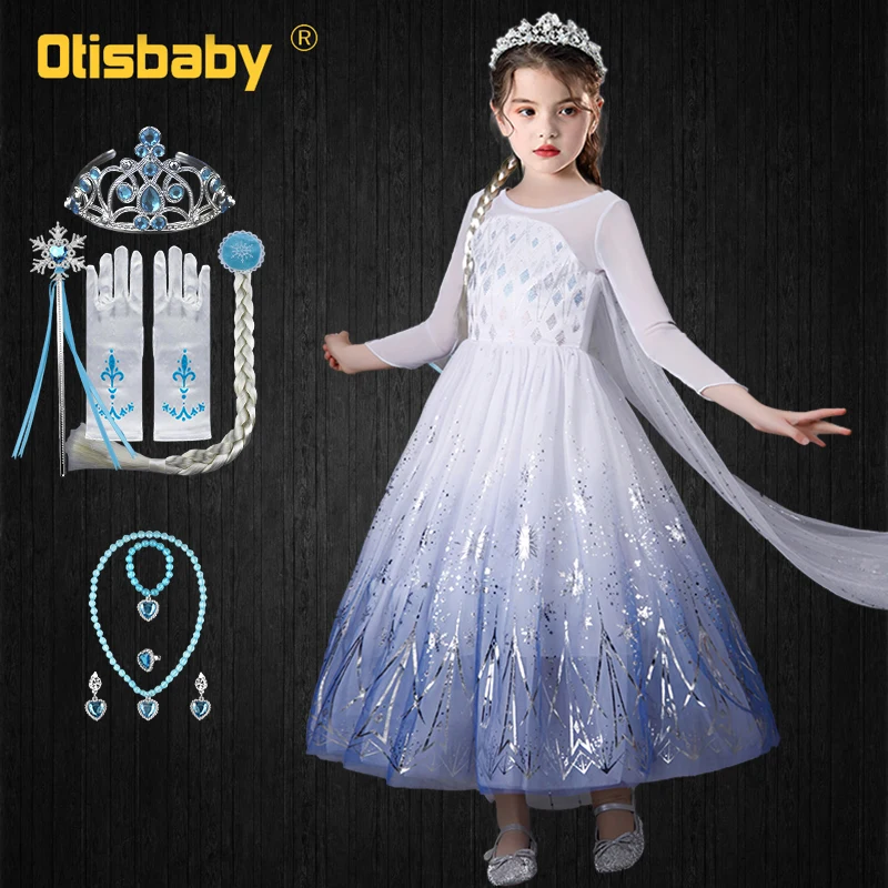 

Fantasia Snow Queen 2 Girls White Elsa Anna Princess Dress up Chrismas Kids Party Gown Infant Child Holiday Halloween Costume