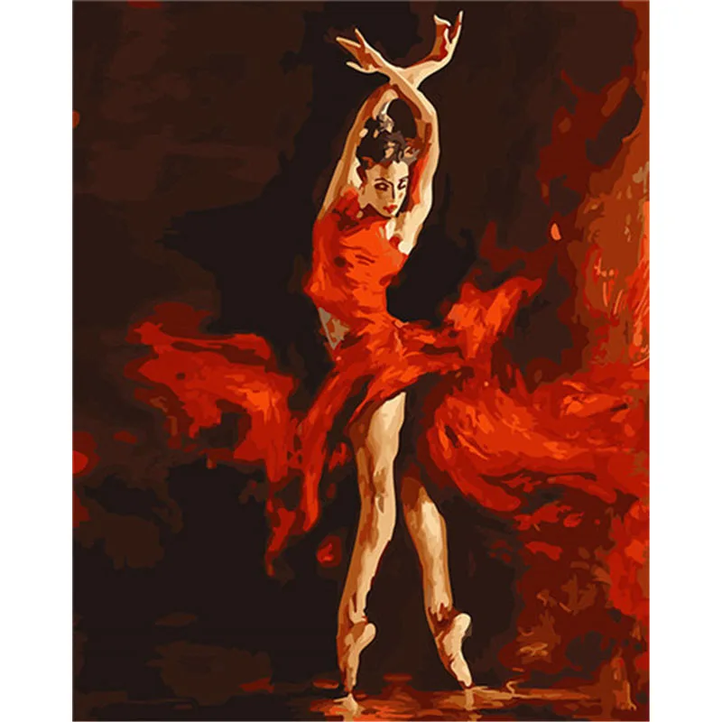

5D Full Square Diamond Painting Sexy Dancer In Red Portrait Diamond Embroidery Cross Stitch Rhinestones Home Decor