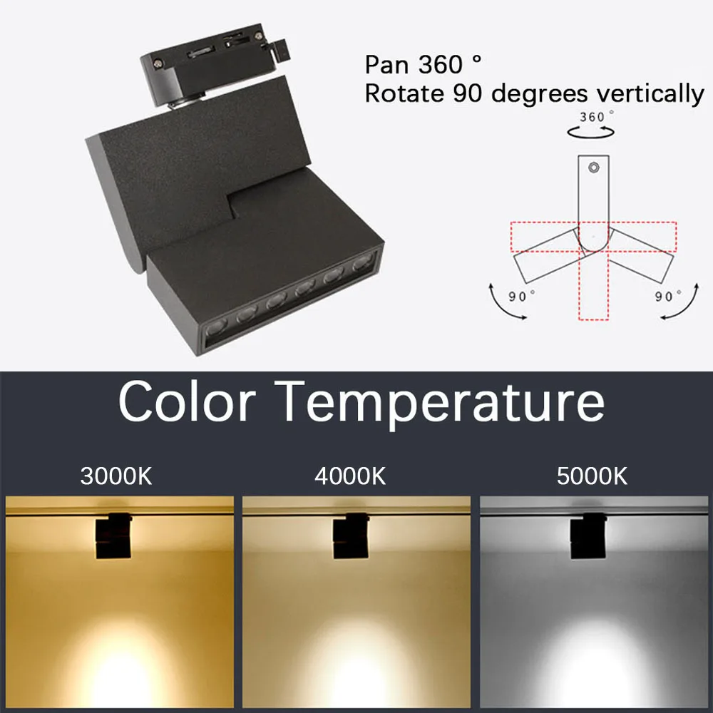 Светодиодный светильник 6 Вт 12 потолочный рельсовый Точечный светодиодный для
