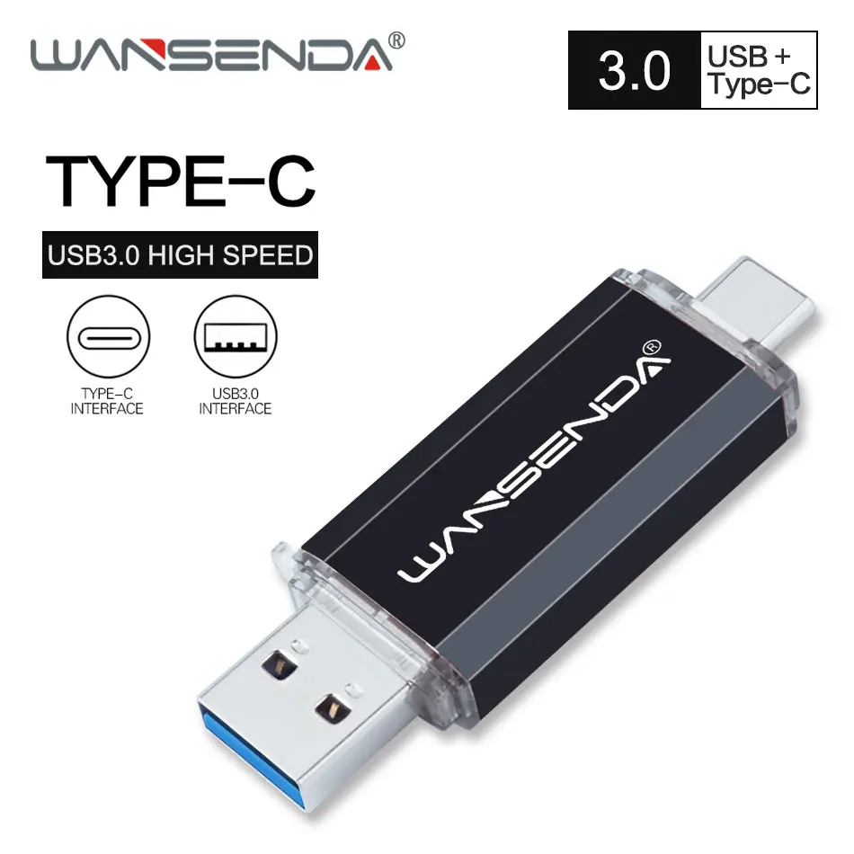 USB флеш накопитель WANSENDA OTG 2 в 1 3 0 и Type C 32 Гб 64 128 ГБ 256 512 внешний флешка|USB