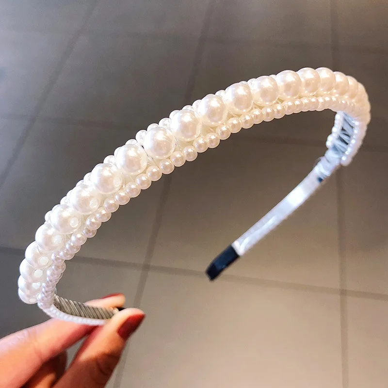 

New Women Elegant Pearls Hairbands Sweet Headband Hair Hoops Ornament Head Band Lady Fashion Hair Accessories Wedding Headdress