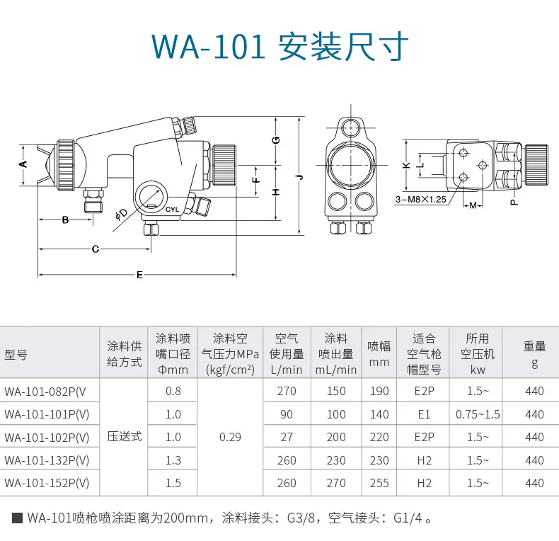 WA-101 WA-200 автоматический пистолет-распылитель(Насадка+ игла+ набор воздушных колпачков), WA101 WA200 распылитель краски, распылитель комплект