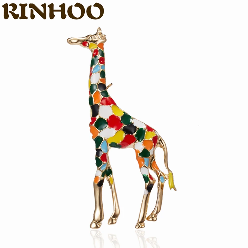 

RINHOO Cute Giraffe Brooch Pin Gold Color Metal Colorful Fawn Animal Brooches for Women Girl Fashion Jewelry Birthday Party Gift
