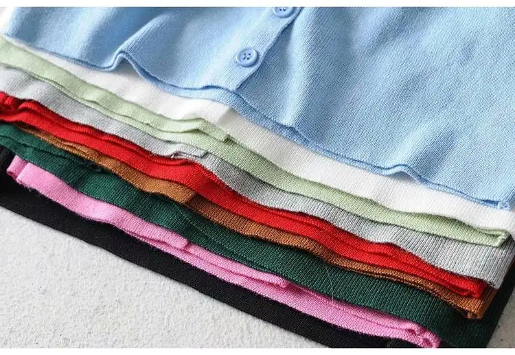 Женский вязаный Укороченный кардиган на пуговицах с круглым вырезом легкий