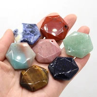 natural stone pendant opalagatesturquoise hexagon faceted pendant for jewelry making diy necklace earrings bracelet accessory