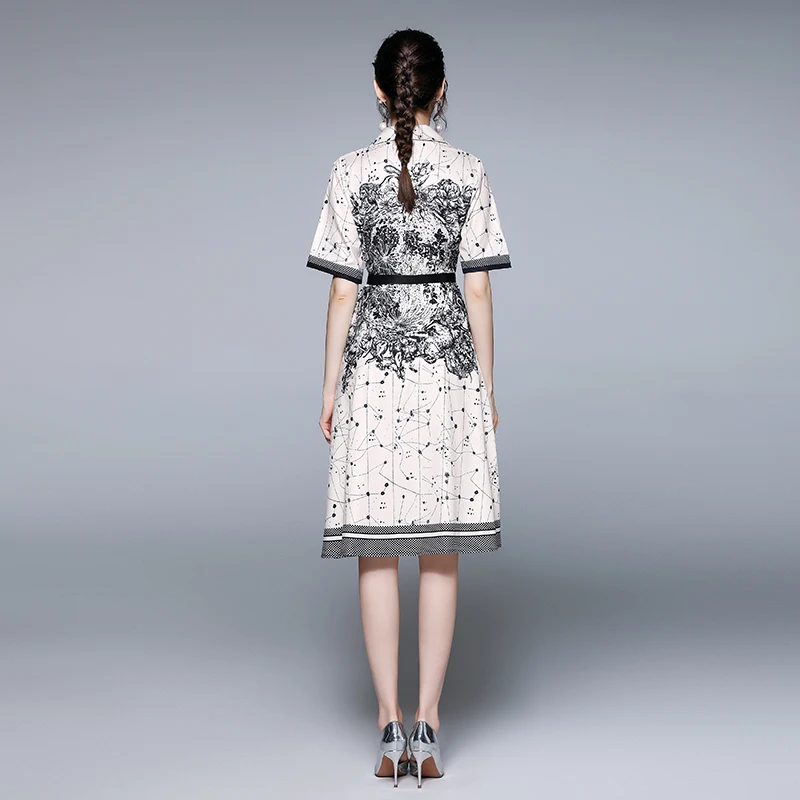 

Will spot the new positioning printing short sleeve dress female skirt waist