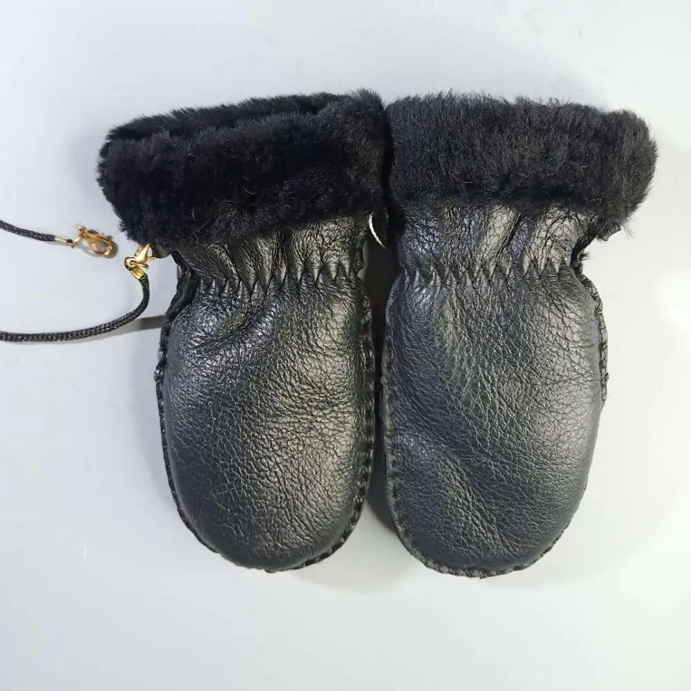 Детские Лыжные зимние теплые перчатки детские из натуральной кожи с овечьим