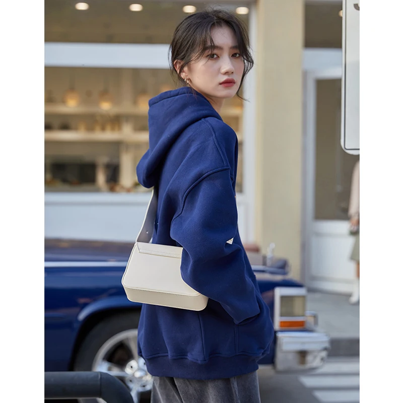 

LY VAREY LIN New Spring Autum Women Casual Hooded Long Sleeve Loose Sweatshirt Fashion Lady Letter Red Blue Draw String Hoodies