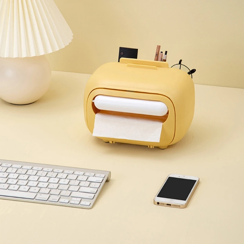 

Magnetic Suction Desktop Tissue Box Facial Napkin Dispenser Container with Mobile Phone Holder Car Office Living Room Decor