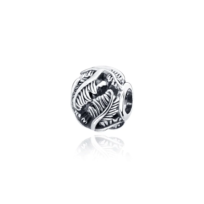 Реальный цвет серебра талисман в виде ажурных листьев Шарм Браслеты с подвесками