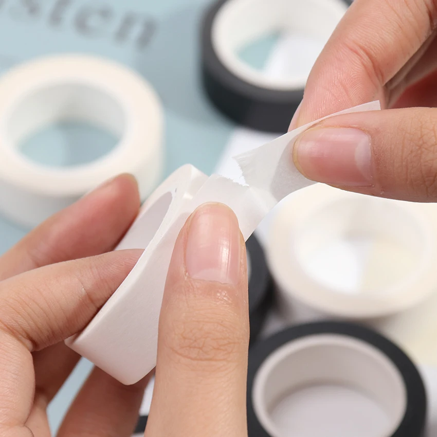 

1PC 15mm X 10m Solid White Black Basic Decorative Paper Writable Adhesive Washi Masking Tape School Supplies Stationery