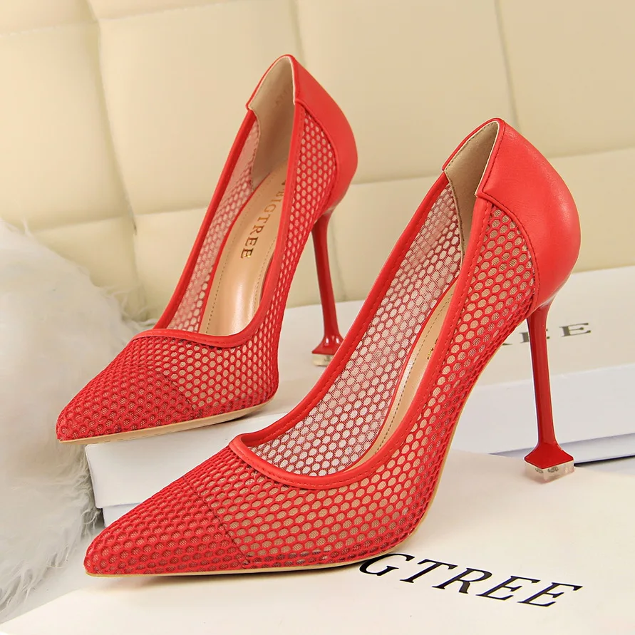 2020 женские туфли на высоком каблуке 9 5 см сетчатые открытые туфли-лодочки День
