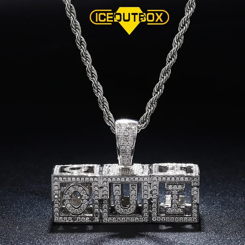 Кулон в виде букв квадратной формы с полыми буквами для мужчин и женщин ювелирное