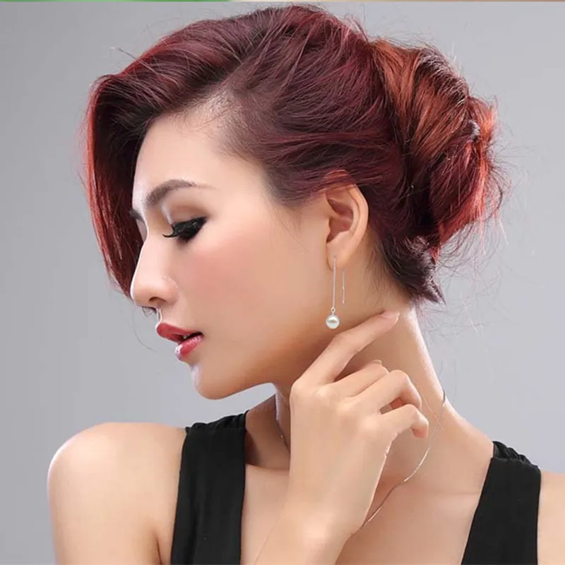 925 пробы серебряные серьги натуральный жемчуг длинные с кисточками модные