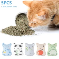 5pcs cat catnip toys cute animal shaped chew toy bite resistant pp cotton kitten interactive toy teeth cleaning play chews