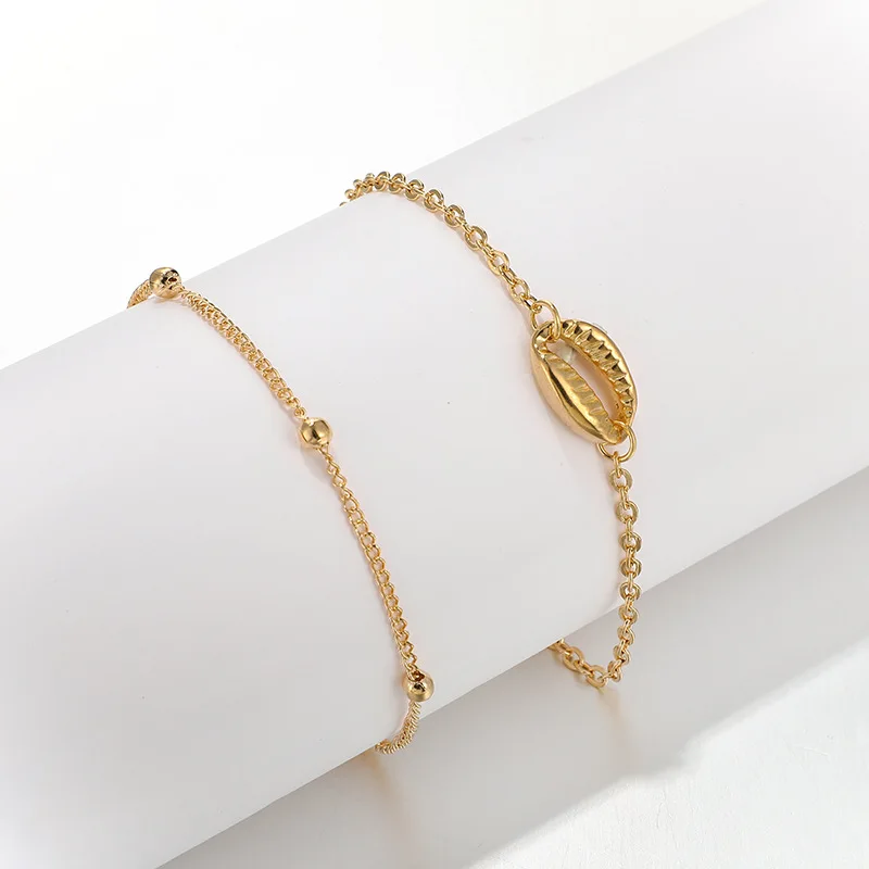 Новый пляжный браслет с подвеской в виде ракушек для женщин золотой цвет цепочка