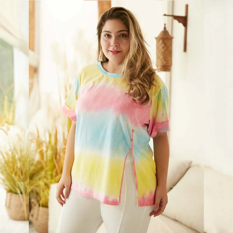 Женская футболка в полоску WHZHM Повседневная Свободная размера плюс 3XL 4XL на