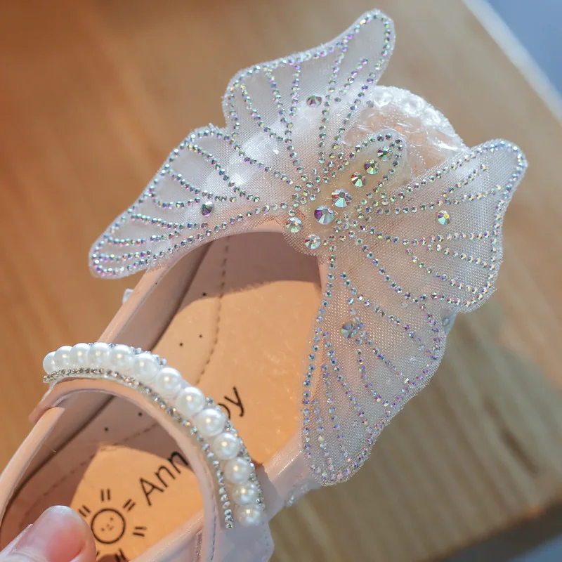 Туфли-бабочки для девочек новинка 2022 Модные осенние блестящие туфли принцессы