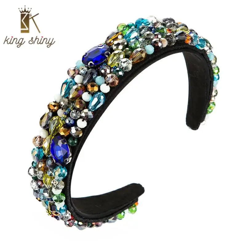 

Gorgeous Baroque Full Colorful Crystal Headband for Woman Elegant Hand Made Beaded Hairband Female Party Hair Accessory Headwear