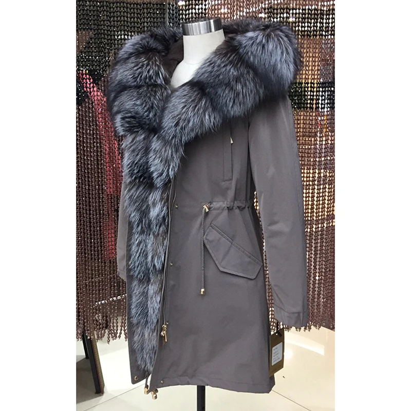Женская зимняя парка пальто куртка лиса енот датский мех кролика лайнер