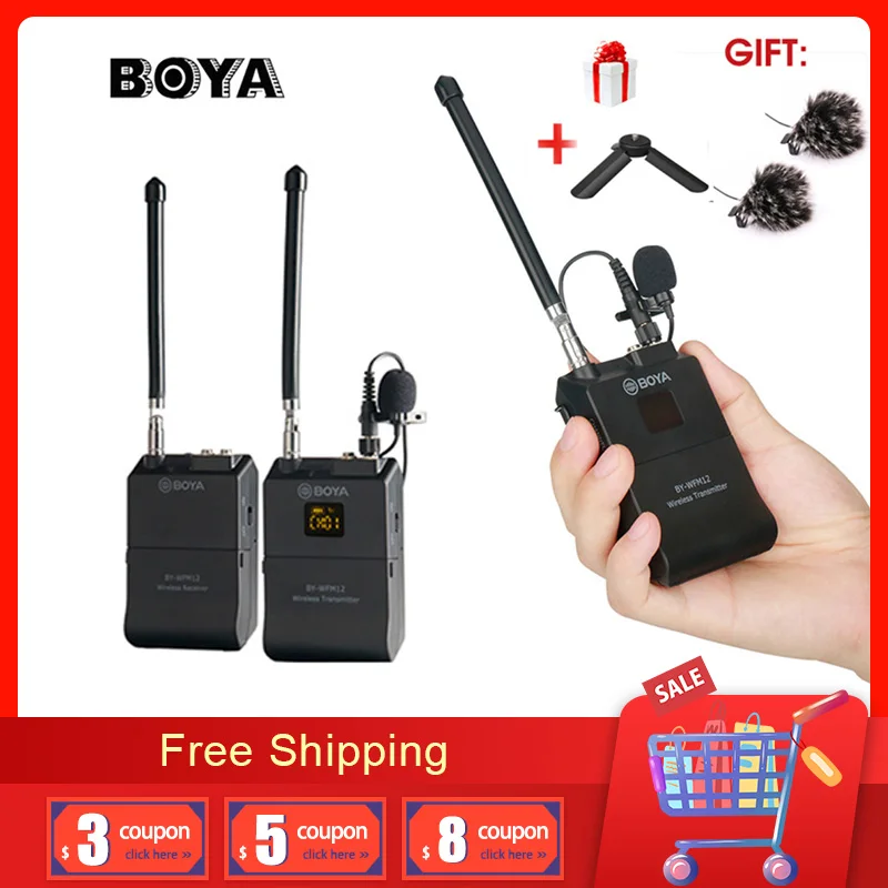 BOYA BY WFM12 Профессиональная VHF Беспроводная микрофонная система для iPhone Canon DSLR