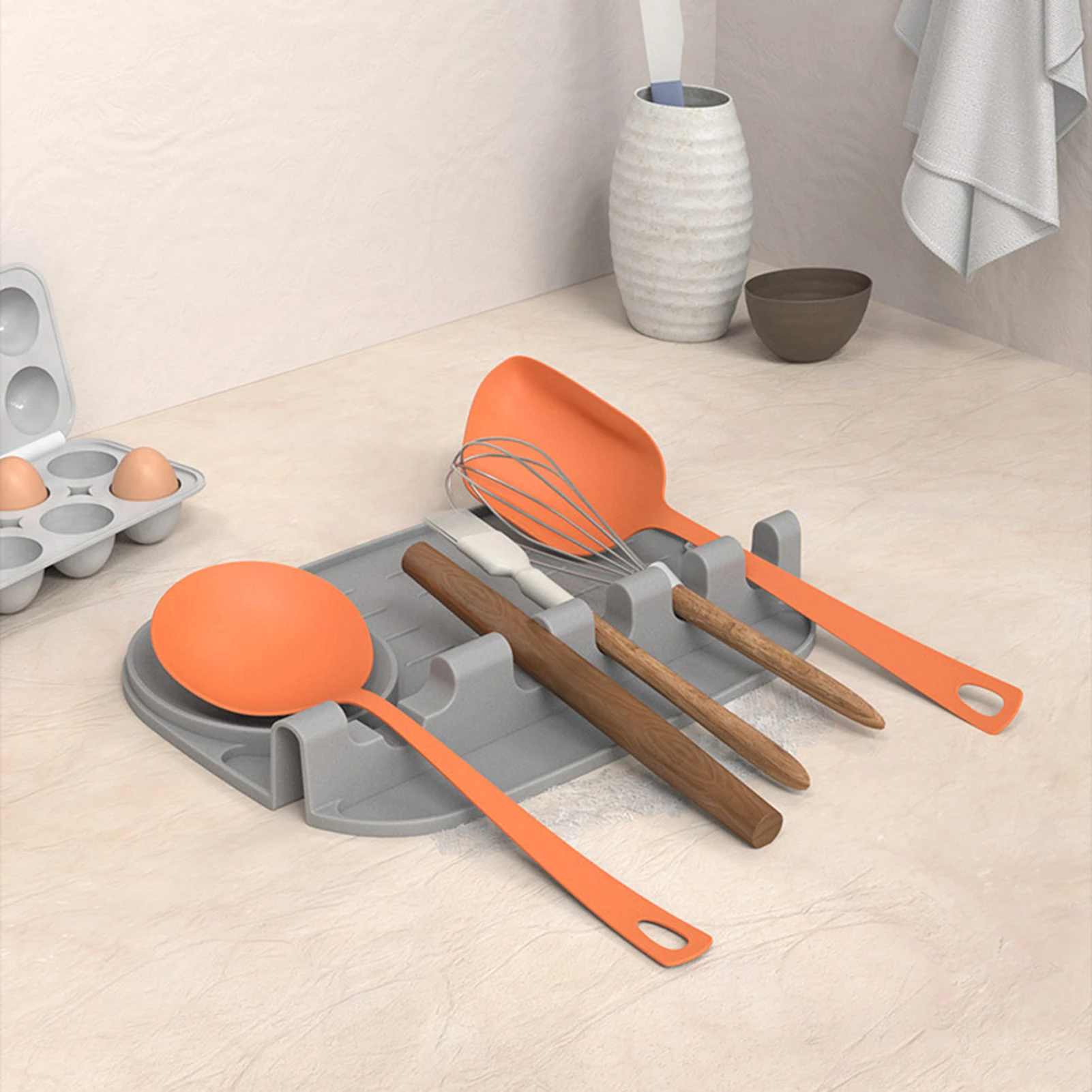 

New Cook Tool Silicone Spatula Rack Kitchen Shelf Tableware Holder Suitable Soup Spoon Spatula Egg Beater Pot Cover