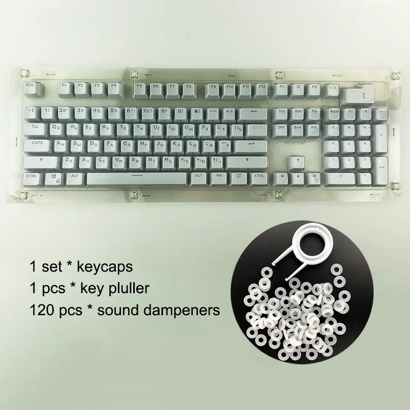 White withRing(Blist Русские колпачки для механической клавиатуры, совместимые с переключателями MX, сменные прозрачные колпачки со светодиодным освещением - Цвет: White withRing(Blist