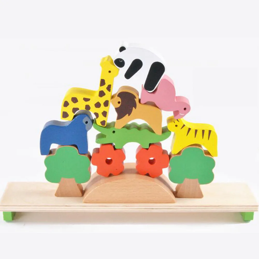 Детские игрушки Seesaw милые строительные блоки с лесными животными деревянная