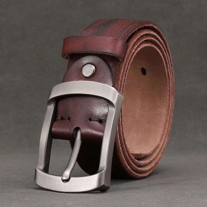 

Ремень мужской из натуральной воловьей кожи, Роскошный дизайнерский модный винтажный Повседневный ковбойский пояс