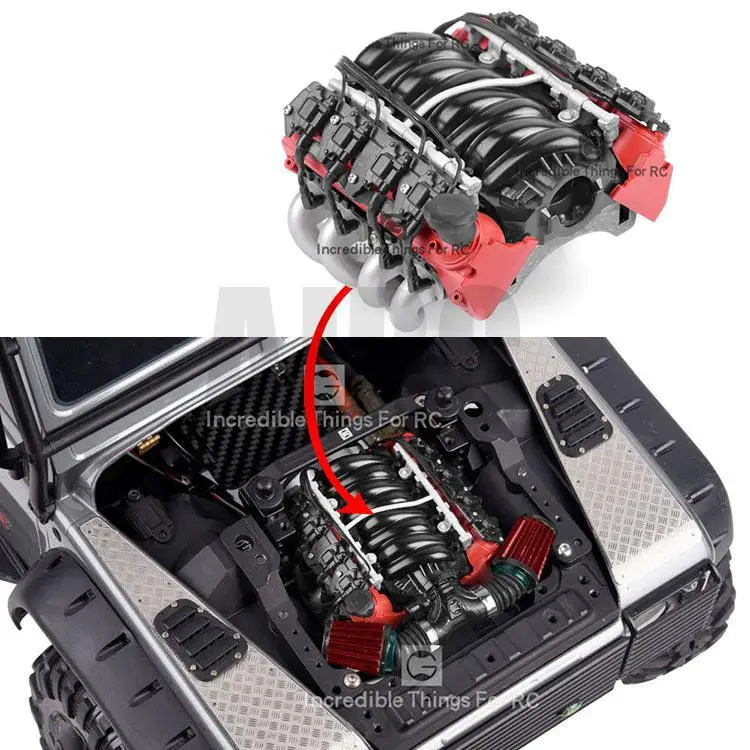 Rc Car Ls7 V8 Simulate Engine Motor Cooling Fans Radiator Kit For 1/10 Rc Crawler Traxxas Trx4 Trx6 Axial Scx10 90046 Vs4