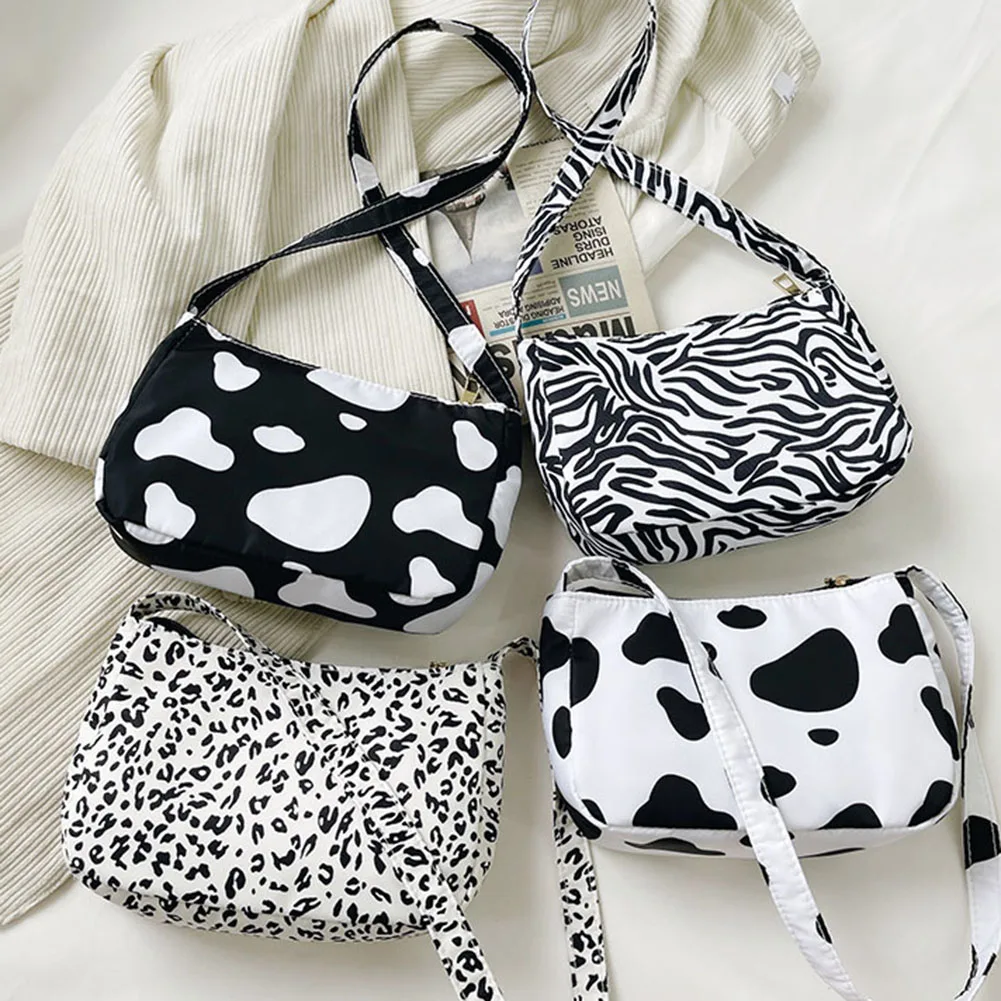 

Women's Bag Fashion Design Retro Cow Zebra Leopard Printing Shoulder Underarm Bag Casual Ladies Small Purse Shopper Handbags