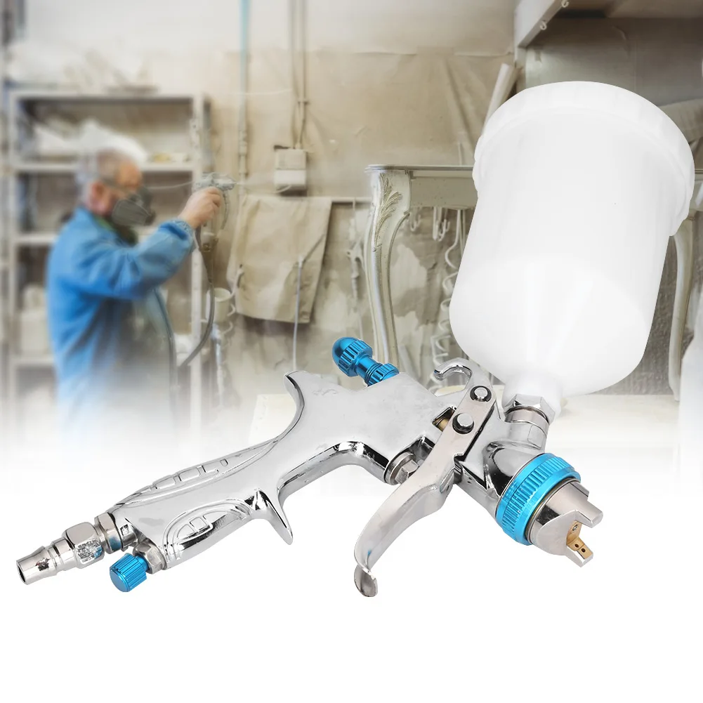 

Professional Gravity Feed HVLP High Volume Low Pressure Spray Gun With 1.4mm Fluid Nozzle And Regulator 600cc Plastic Fluid Cup