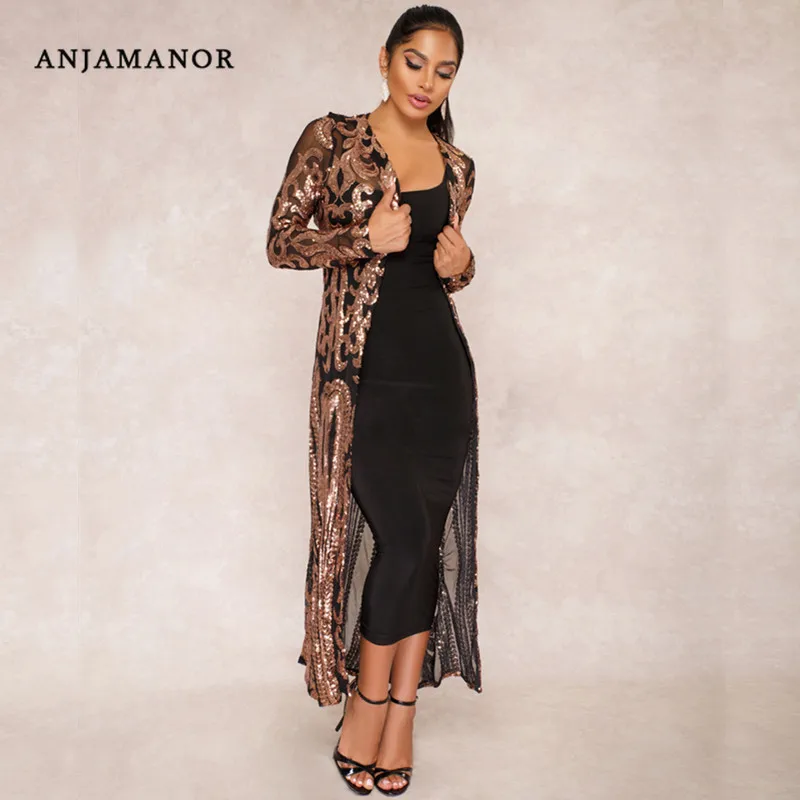 Женский топ с длинным рукавом ANJAMANOR Длинная блузка блестками 2019|womens tops and blouses|ladies