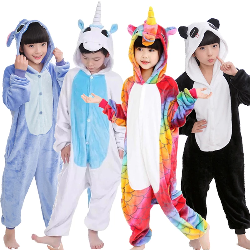 Пижамы для маленьких мальчиков и девочек единорог зимняя детская фланелевая