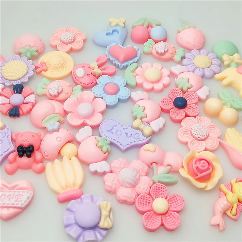 10/30 шт./лот разные цвета Мультяшные животные цветы каучуковые подвески заколки