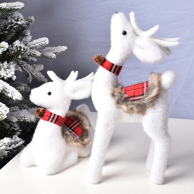 

Christmas decorations, scene layout, gifts, ornaments, pendants, pendants, white flocking elk, ice and snow scene decorations