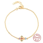 Aide 925 стерлингового серебра красочные циркон крест браслет регулируемый браслет-цепочка для женщин в европейском стиле Роскошные ювелирные изделия для вечерние свадебный подарок