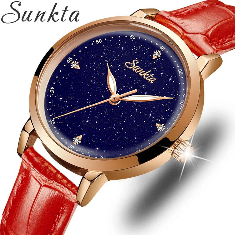 

SUNKTA Women Watches Top Brand Luxury Fashion Female Quartz Wrist Watch Ladies Leather Waterproof Clock Girl Relogio Feminino