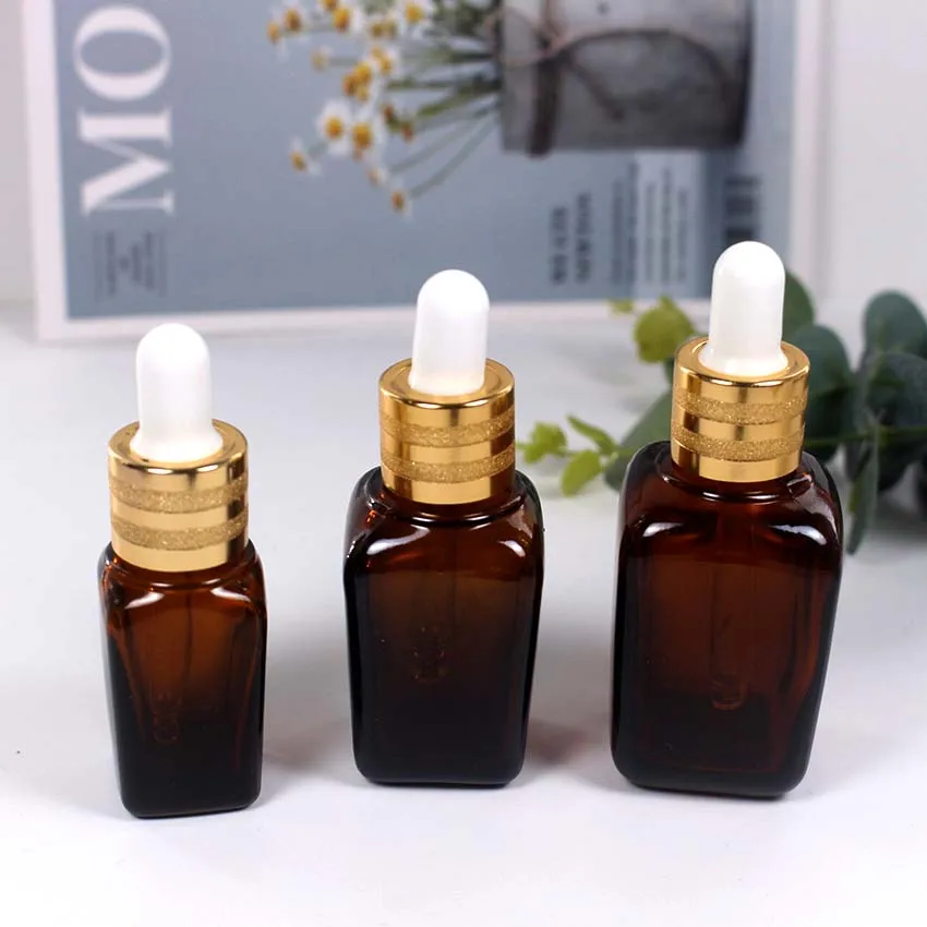 10 мл 20 30 50ml100ml коричневый Стекло Квадратная бутылка капельница косметические
