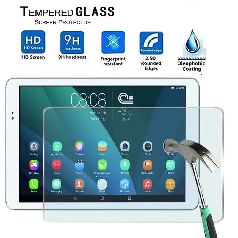 

2 шт. для планшета HuaWei Mediapad T1 10 -Premium 9H, закаленное стекло, Защитная пленка для экрана, защитный чехол